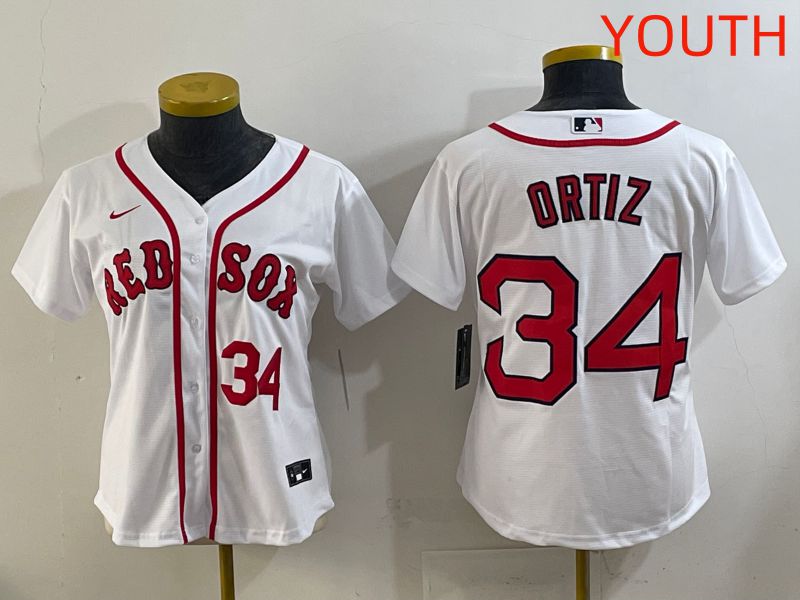 Youth 2025 Boston Red Sox #34 Ortiz White Game Nike MLB Jersey style 4